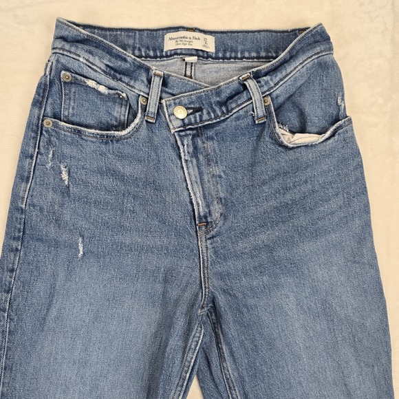 Abercrombie & Fitch The 90s Straight Ultra High Rise Criss Cross Waist Size 27/4 - Picture 3 of 12